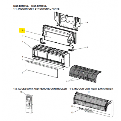 Base Chasis Unidad Interior MITSUBISHI ELECTRIC Modelo MSZ DM35VA E1