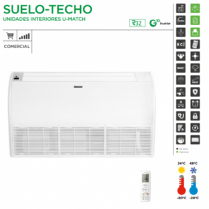 AIRE ACOND. GREE SUELO-TECHO U-MATCH 12 R32 3010 FRIG/H 3440 KCAL/H