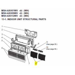 FILTROS DE AIRE UNIDAD INTERIOR MITSUBISHI ELECTRIC MSH-AVX12WV-E1