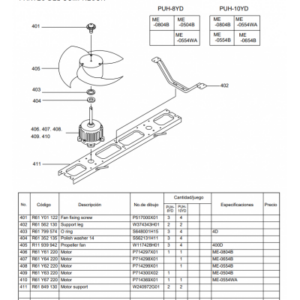 Motor ventilador unidad exterior Mitsubishi Electric PUH-10YD