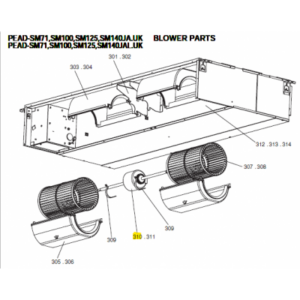 Motor ventilador unidad interior conductos MITSUBISHI ELECTRIC modelo PEAD-SM100JA.UK