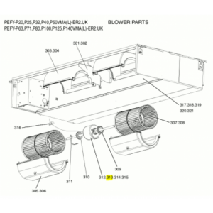 Motor ventilador unidad interior MITSUBISHI PEFY-P40VMA-ER2.UK