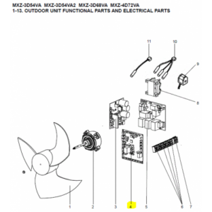 Placa control exterior MITSUBISHI ELECTRIC modelo MXZ-3D68VA-E1/E2