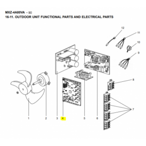 Placa control exterior MITSUBISHI ELECTRIC modelo MXZ-4A80VA-E2