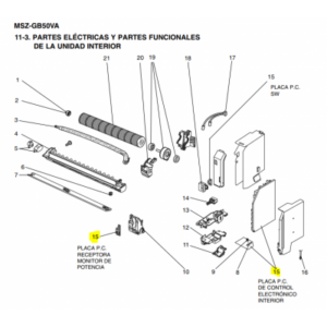 Placa control interior MITSUBISHI ELECTRIC modelo MSZ-GB50VA-E1 190465