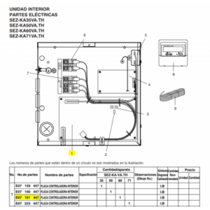 Placa control interior MITSUBISHI ELECTRIC modelo SEZ-KA60VA/1.TH