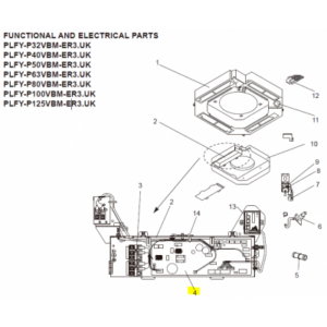 Placa de control unidad interior MITSUBISHI ELECTRIC modelo PLFY-P80VBM-ER3.UK