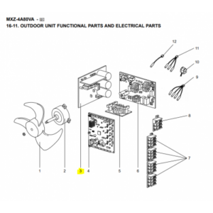 Placa power exterior MITSUBISHI ELECTRIC modelo MXZ-4A80VA-E1